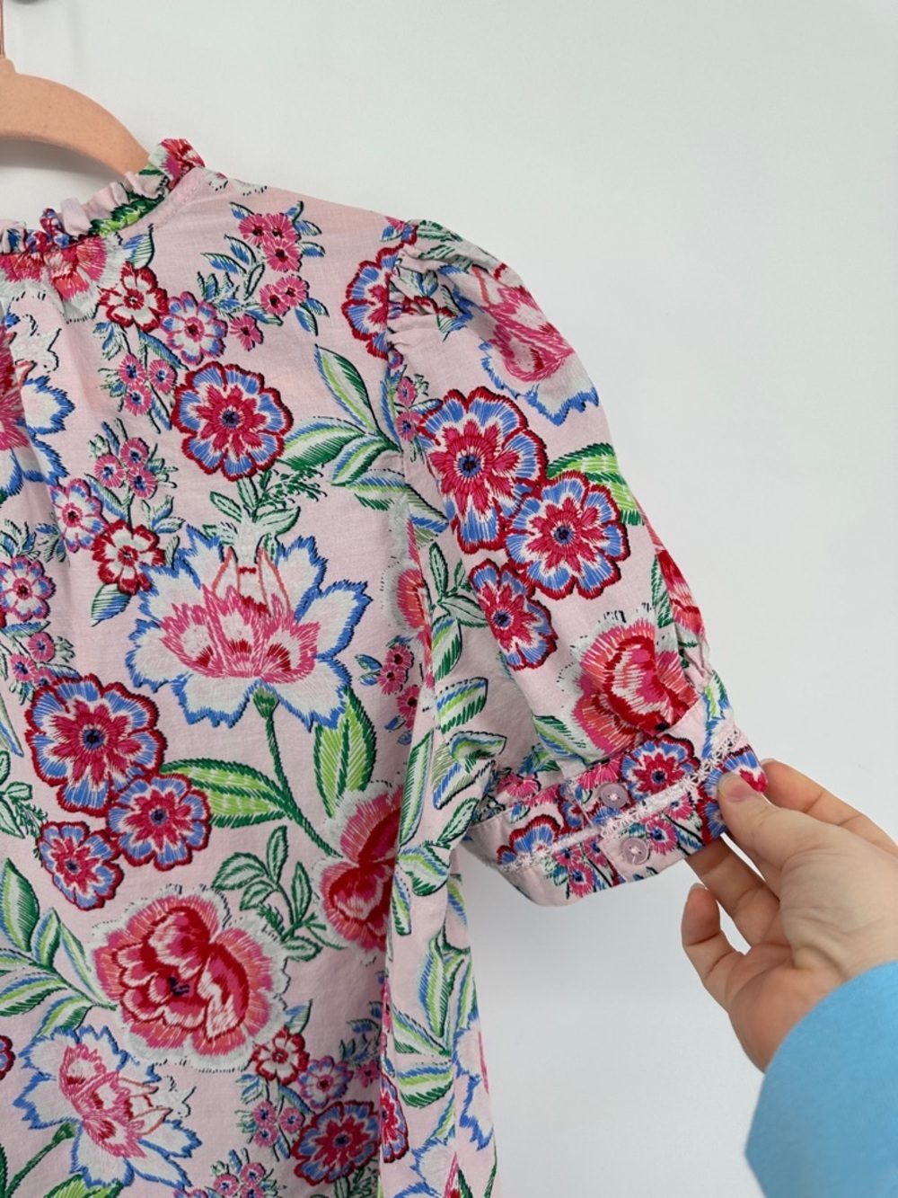 Crown&Ivy Boho Cottagecore Romantic Southern Belle Chic Floral Pink Blouse SzL - Picture 8 of 12
